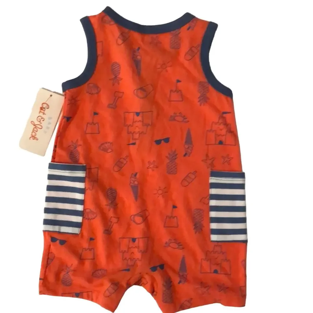 Cat & Jack Baby Outfit, Orange/Navy Stripe, 3-6 mo, NWT